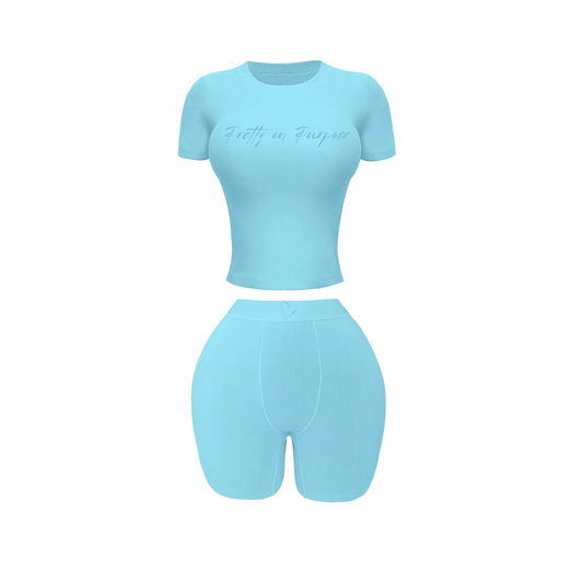 P.O.P Short Sleeve Set- Baby Blue