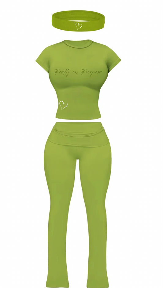 Pretty on Purpose Three Piece- Army Green