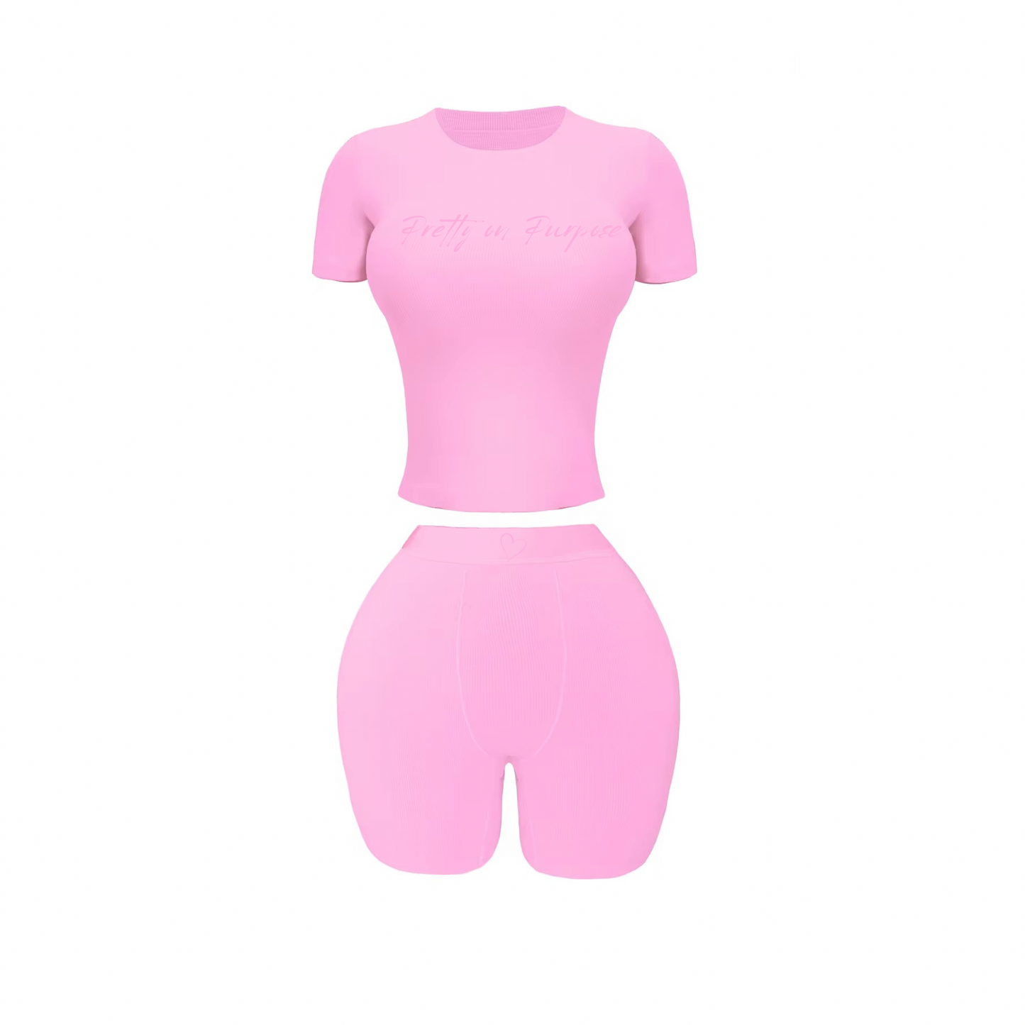 P.O.P Short Sleeve Set- Baby Pink