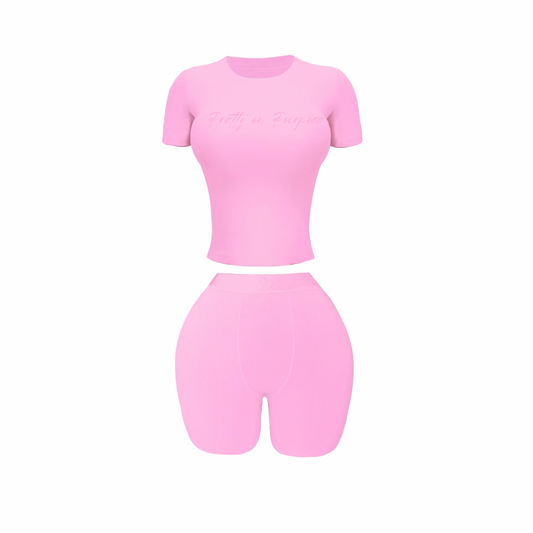 P.O.P Short Sleeve Set- Baby Pink